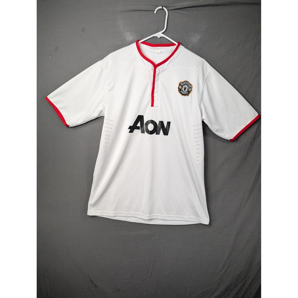 Manchester United Aon White Soccer Jersey Training Shirt Mens XL 2010-2011